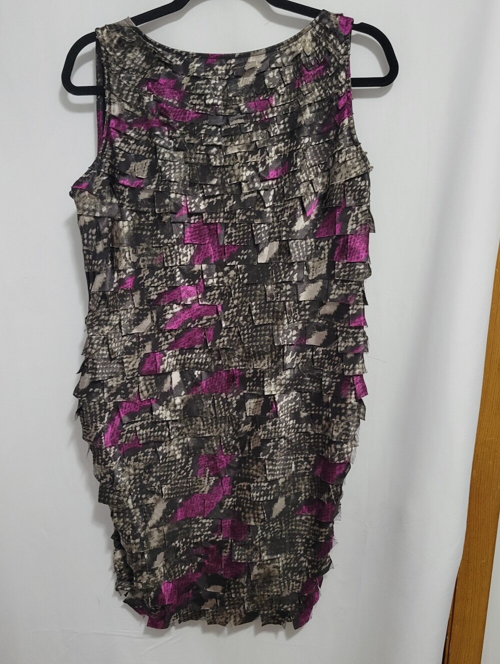 Alfani Magenta and Black Ruffle Layer Sleeveless Dress, Size 12